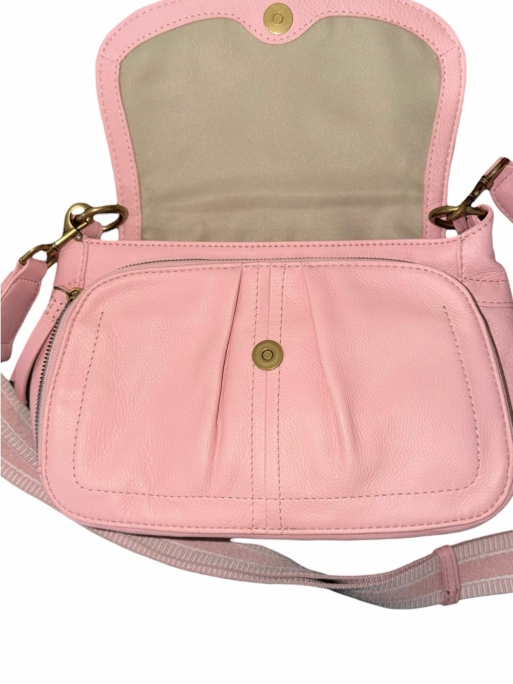 American Leather Co. NWOT Marino Blush Pink Leather Flap Crossbody Bag - Picture 5 of 9